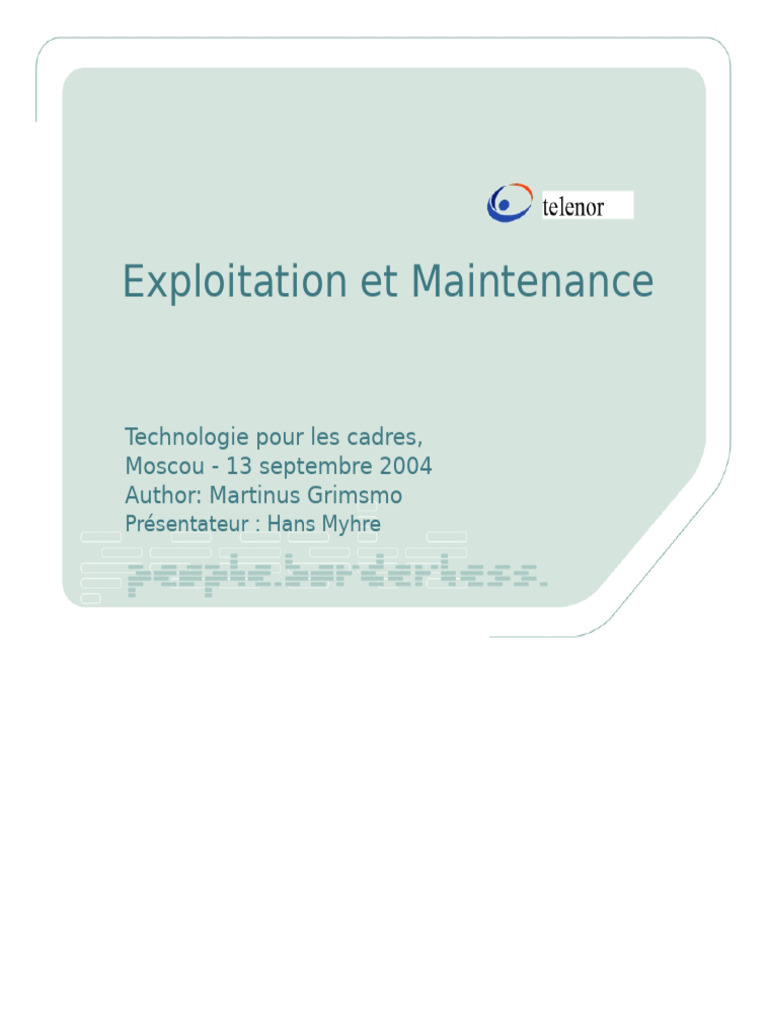Exploitation et maintenance des réseaux | PDF | Technologies de l ...