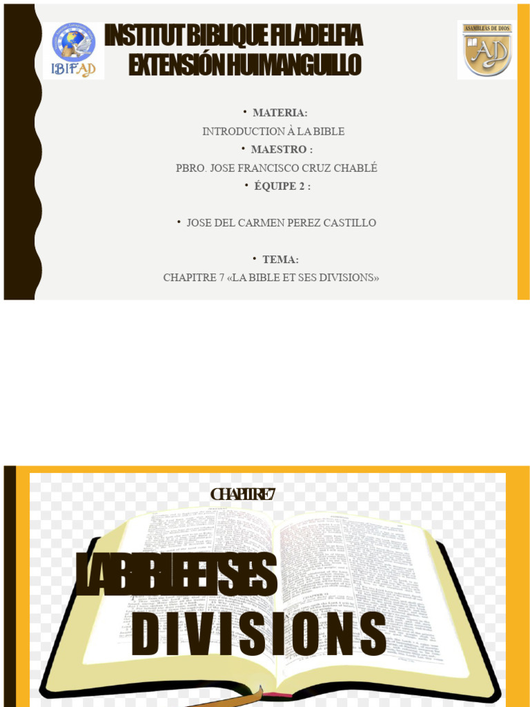 La Bible : Ses Divisions et Structures | PDF | Bible | Livres des ...