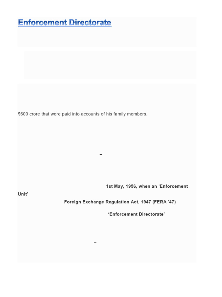 Enforcement Directorate | PDF | Common Law | Legal Action