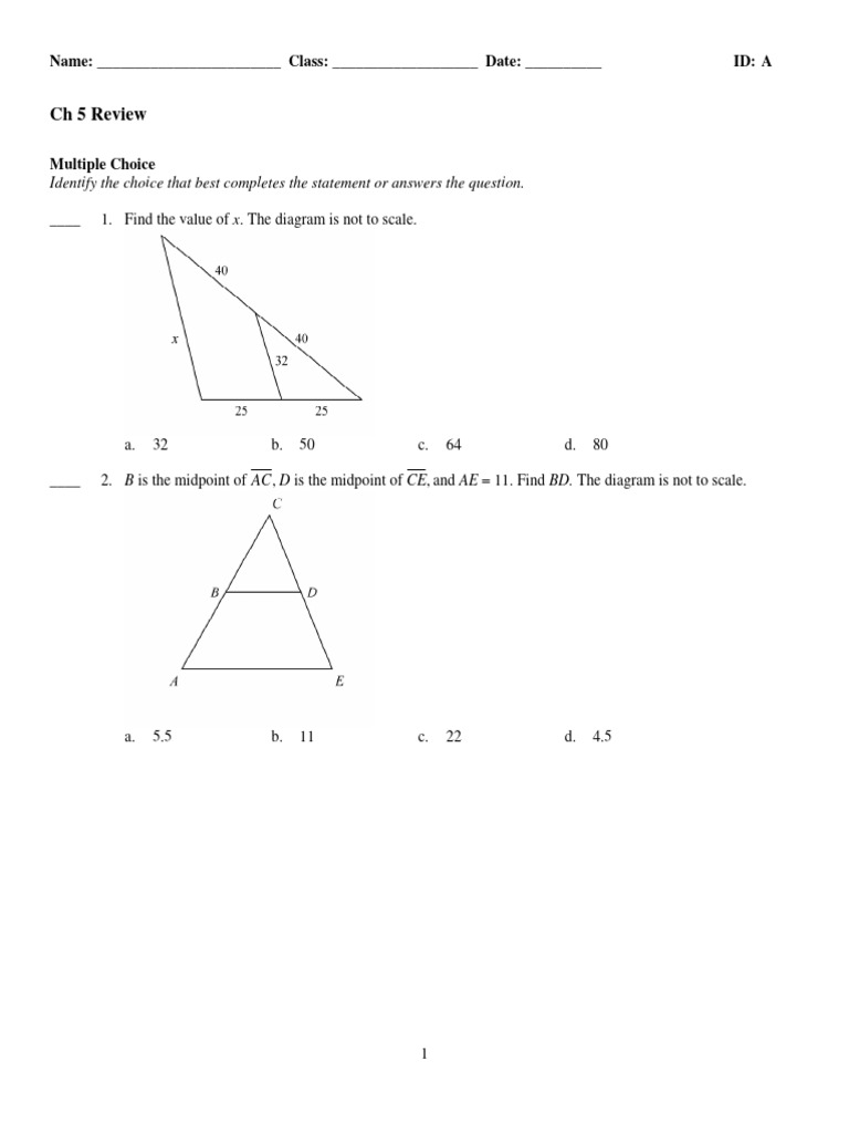 Geometry Chapter 5 Review Questions | PDF | Triangle | Perpendicular