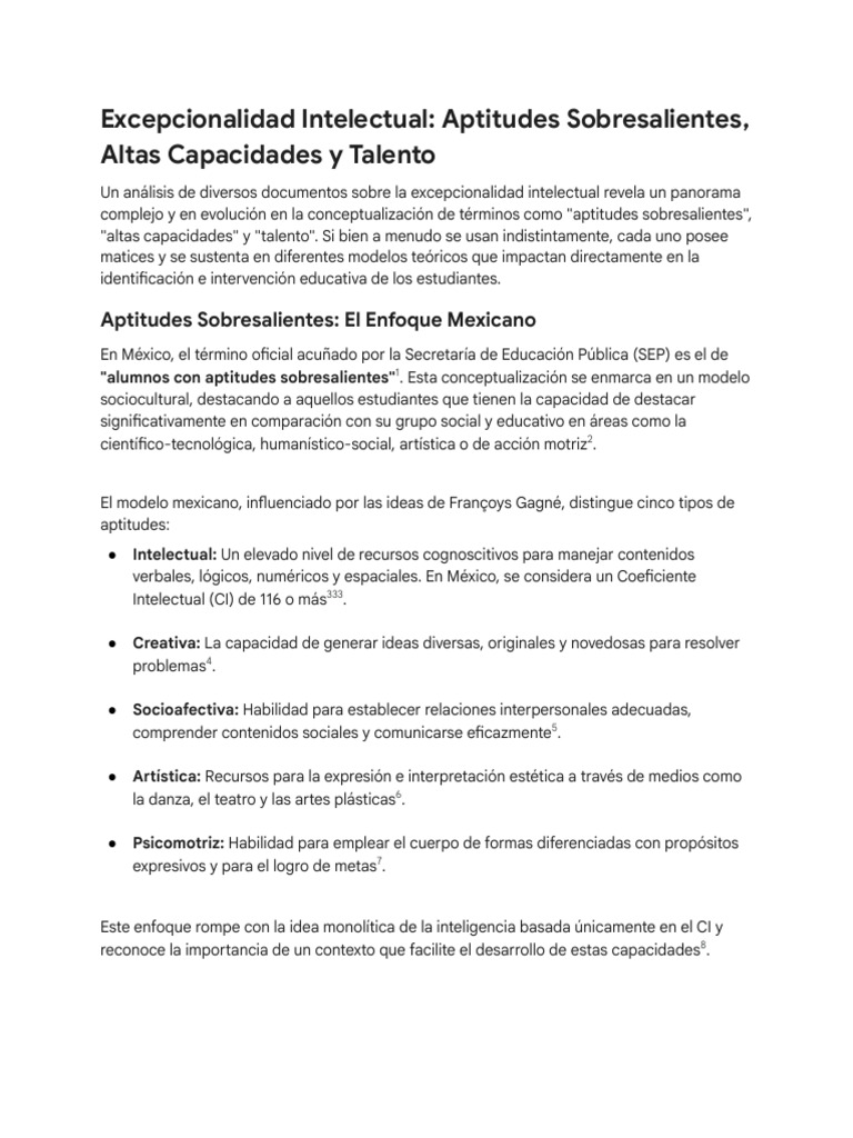 Excepcionalidad Intelectual: Aptitudes y Talento | PDF | Inteligencia ...