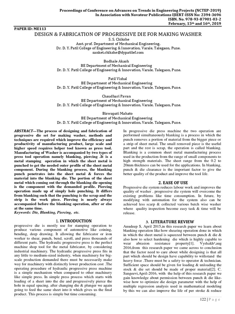 Progressive Die Design for Washers | PDF | Sheet Metal | Mechanical ...
