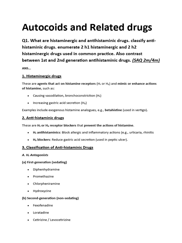 Autocoids and Related Drugs | PDF | Drugs | Medical Specialties