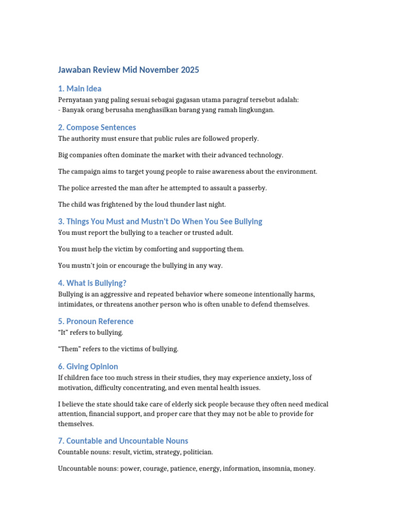 Jawaban Review Mid November 2025 | PDF