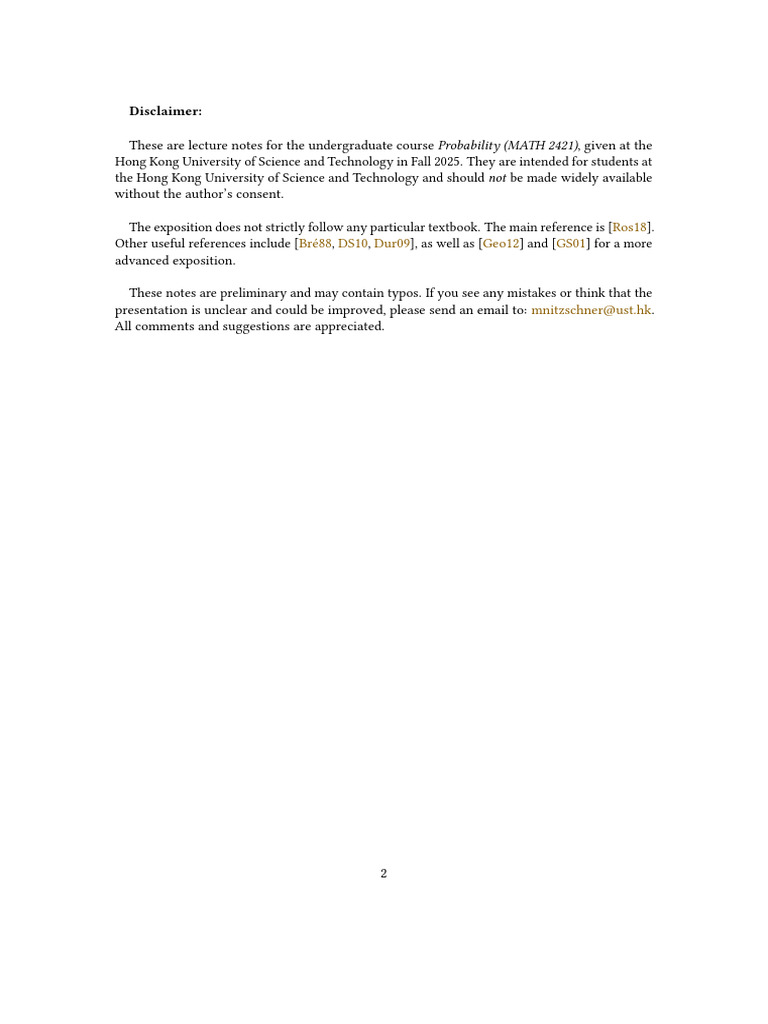 Probability Lecture Notes MATH 2421 | PDF | Probability Distribution ...