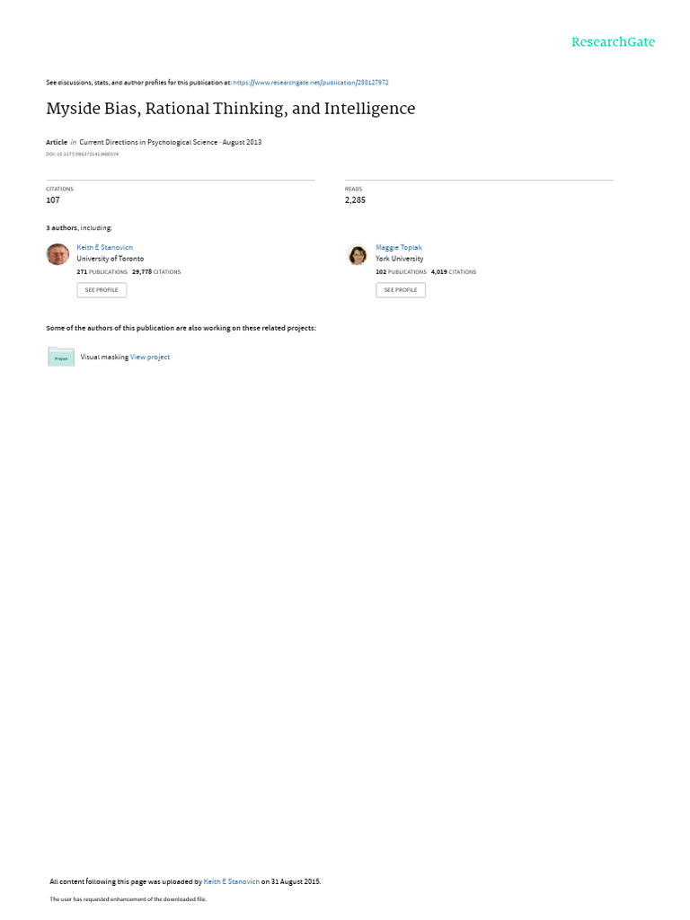 Myside Bias and Rational Thinking Insights | PDF | Reason | Argument