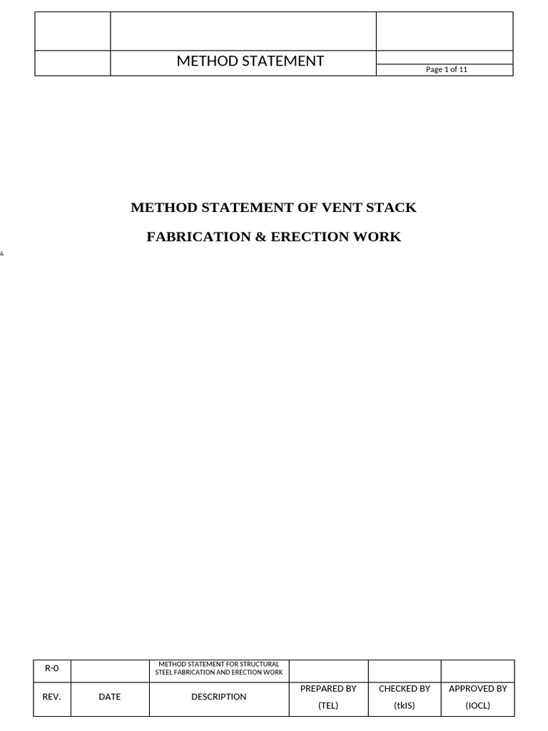 Structural Steel Fabrication Method Statement | PDF | Welding ...