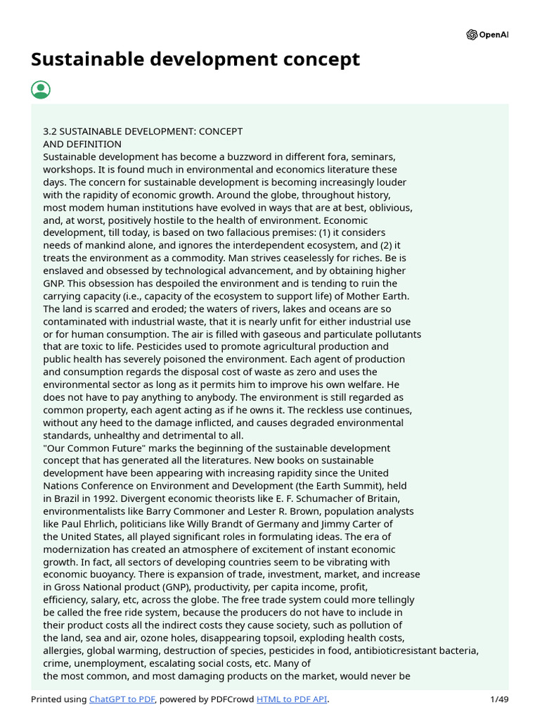 Sustainable Development: Concept Overview | PDF | Sustainability ...
