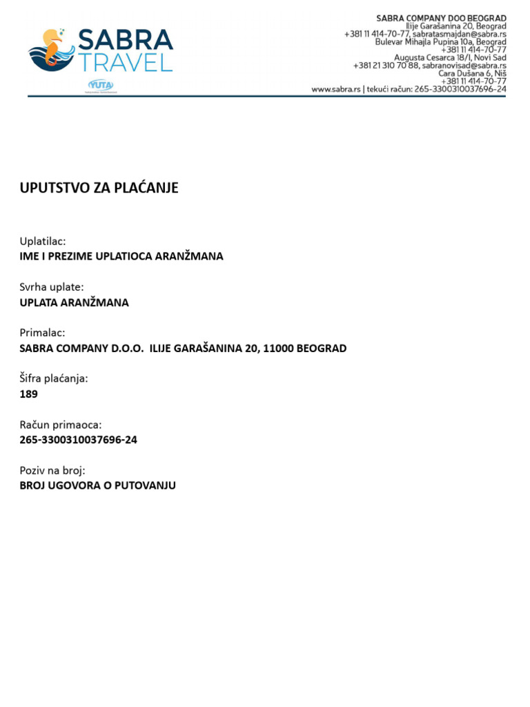 Uputstvo Za Placanje | PDF