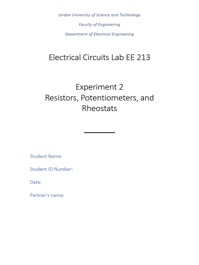 Experiment 2 Report Template | PDF | Resistor | Electrical Resistance ...