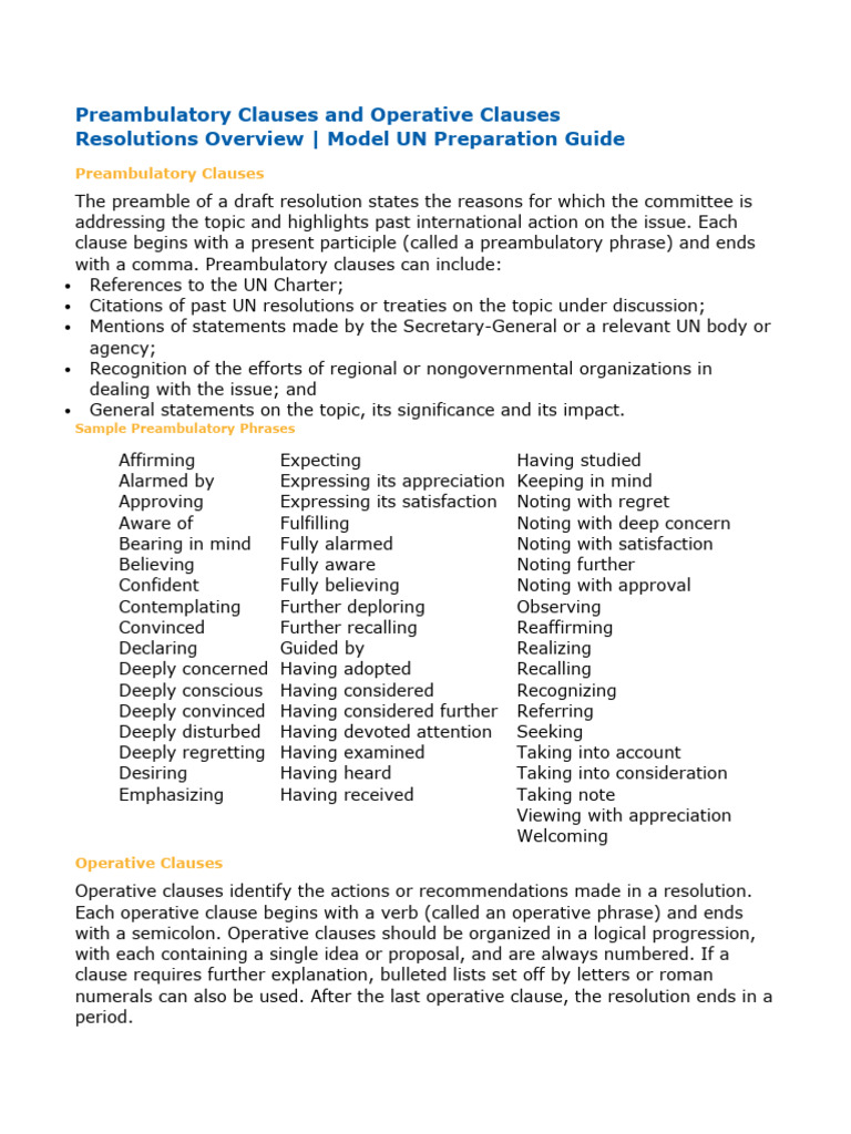 Preamble and Operatives | PDF | United Nations | International Relations
