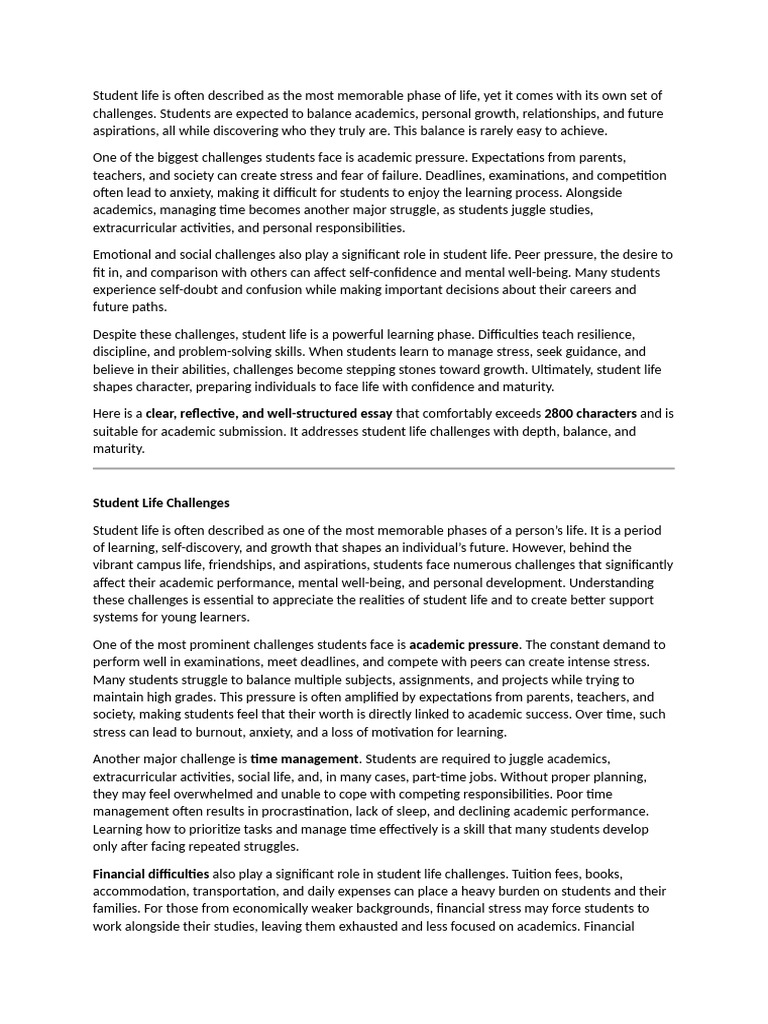 Students life challeges | PDF | Mental Health | Psychological Resilience