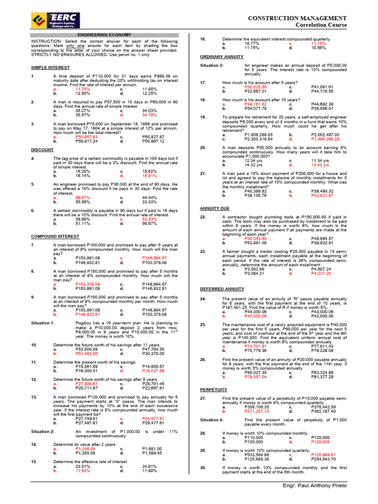Engineering Economy 2026 | PDF | Interest | Present Value