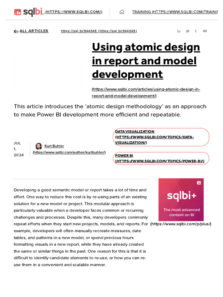 Using Atomic Design in Report and Model Development - SQLBI | PDF