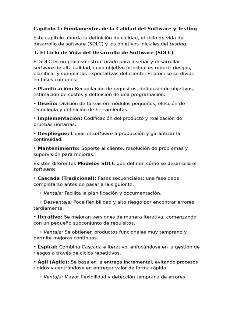 Fundamentos del Testing y Calidad del Software | PDF | Pruebas de ...
