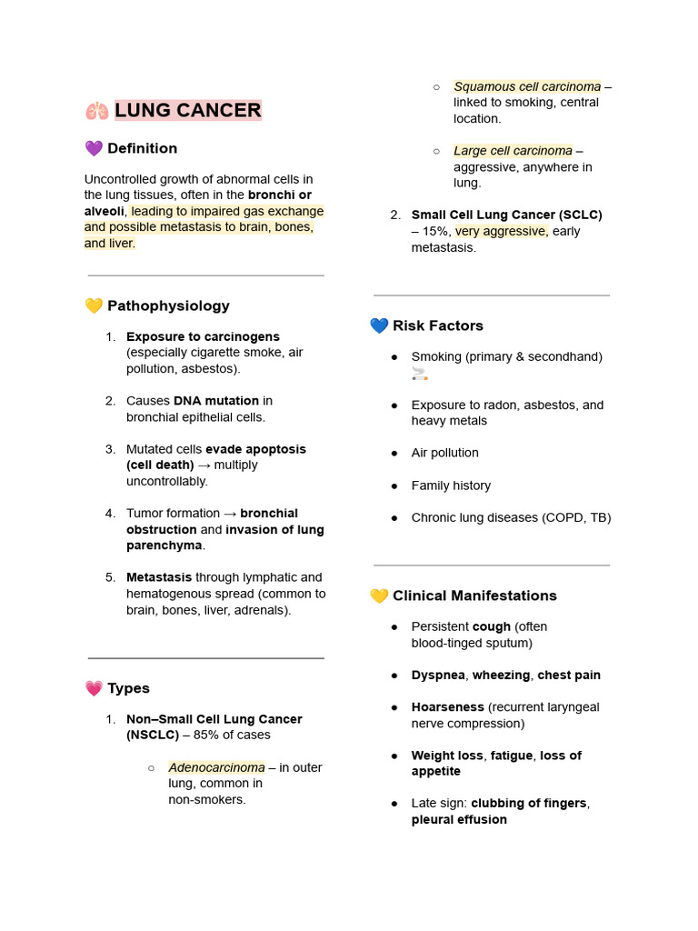 Comprehensive Guide to Lung Cancer | PDF | Breast Cancer | Ovarian Cancer