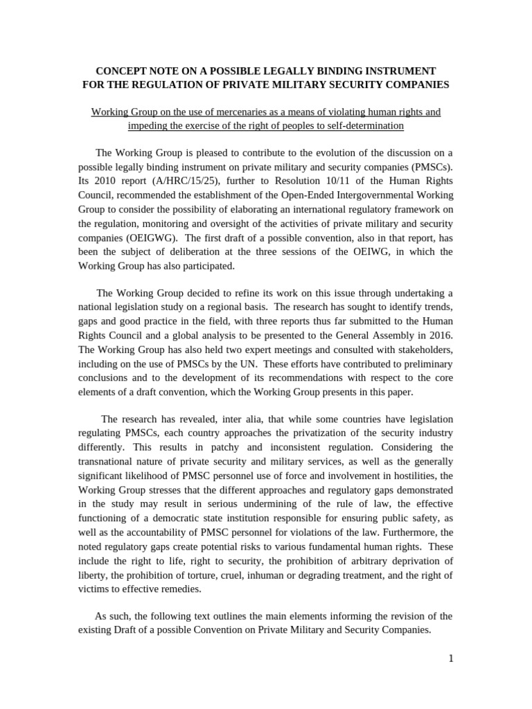 Concept Note Binding Instrument | PDF | Human Rights | Prisoner Of War