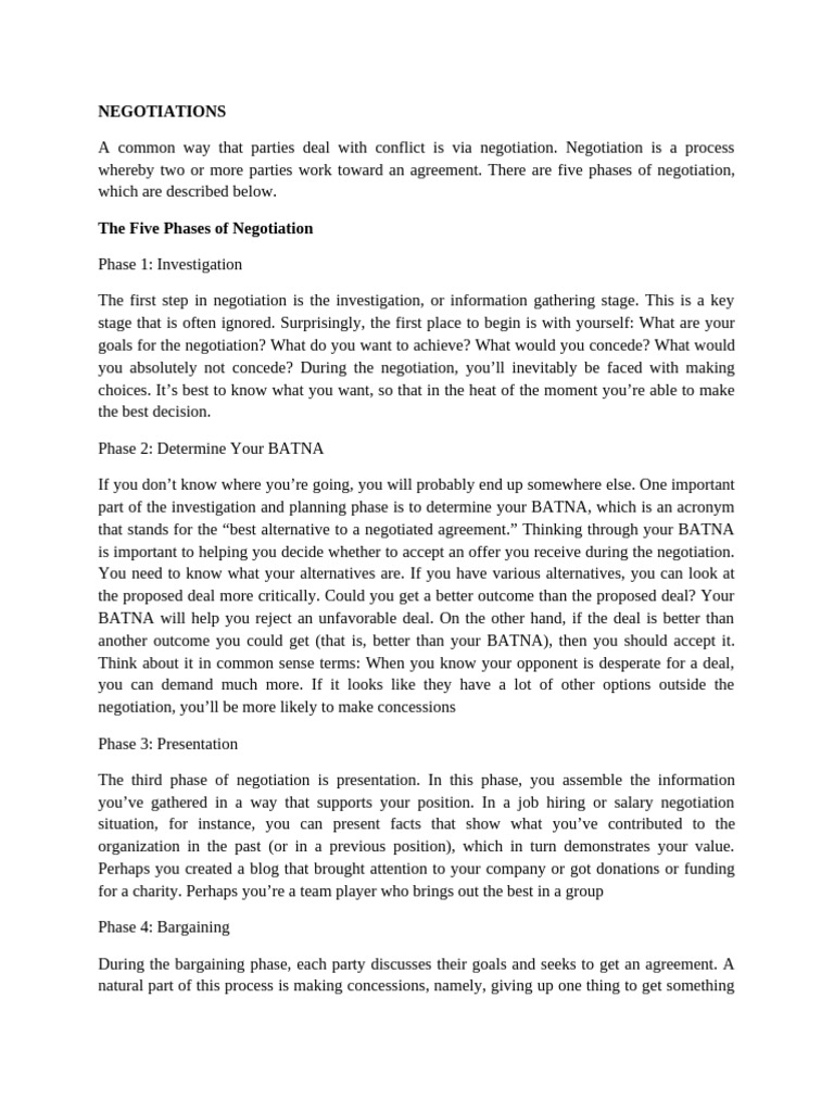 Five Phases of Effective Negotiation | PDF | Motivation | Motivational