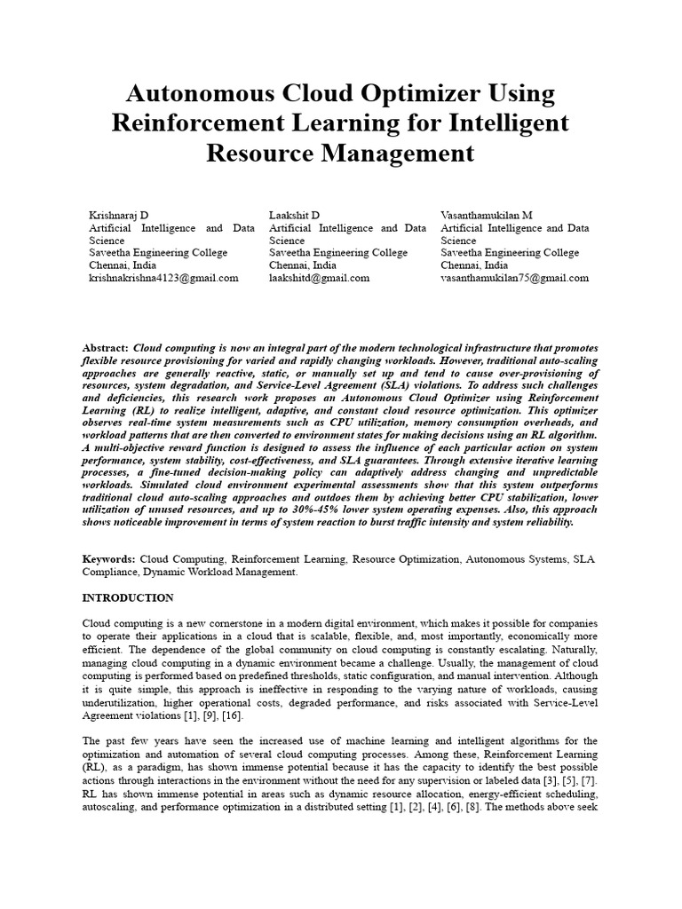 Autonomous Cloud Resource Optimization | PDF | Cloud Computing ...