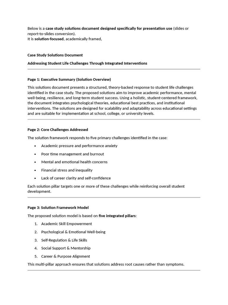 Case Study Solutions Through Integrated Interventions | PDF ...