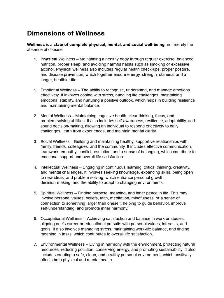Wellness | PDF | Well Being | Psychological Resilience