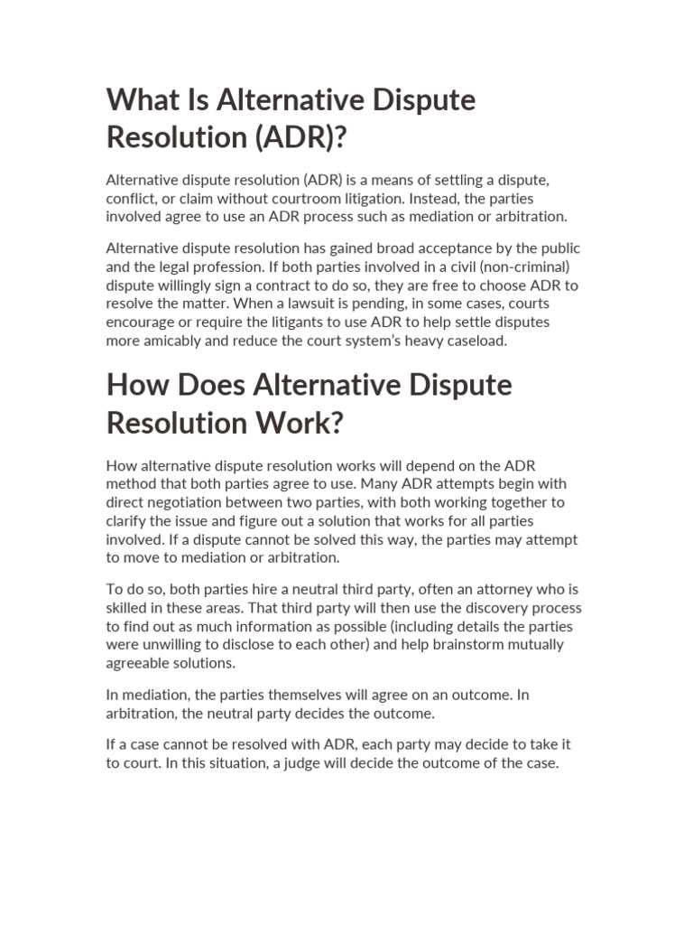 Adr Systems | PDF | Alternative Dispute Resolution | Mediation