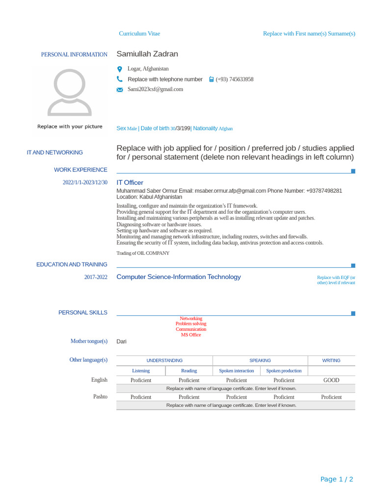 Sami CV | PDF | Computer Network | Computing