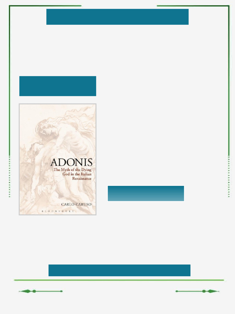 Adonis The Myth of the Dying God in the Italian Renaissance 1st Edition ...