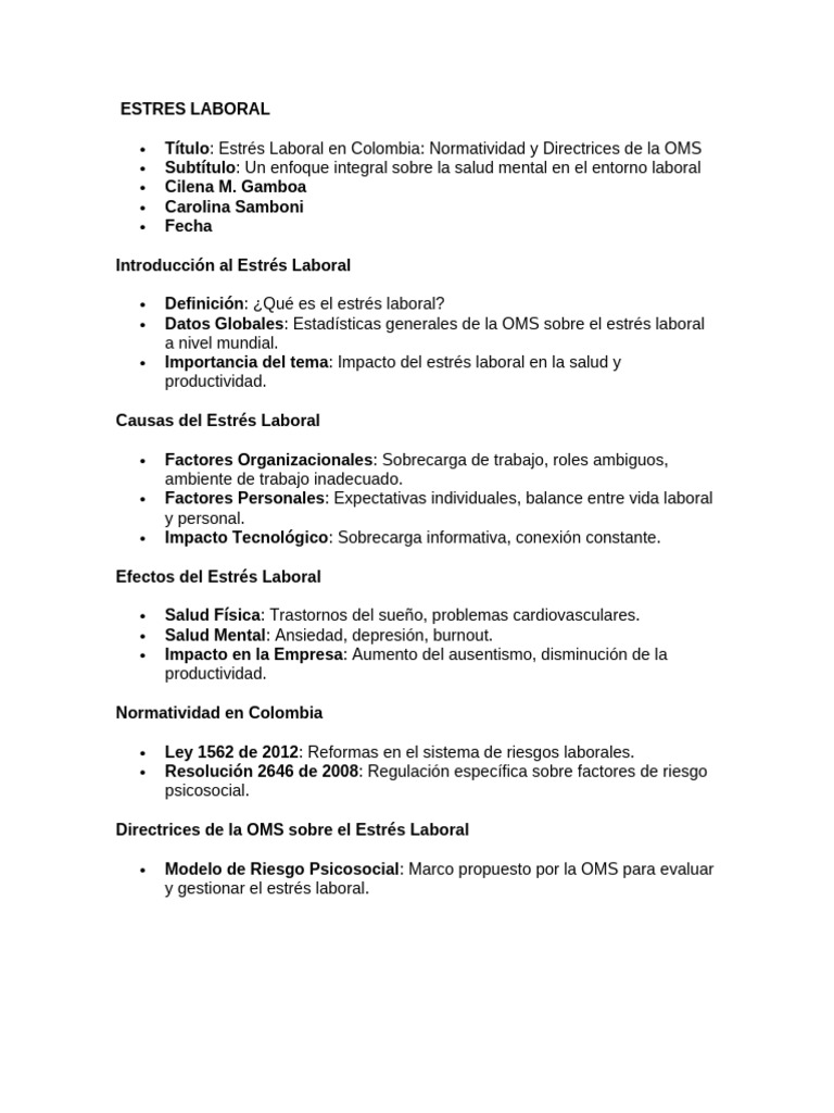 Estres Laboral | PDF | Estrés (biología) | Salud mental
