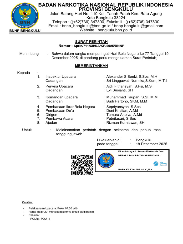 Sprin 711 - Sprin Upacara Hari Bela Negara | PDF