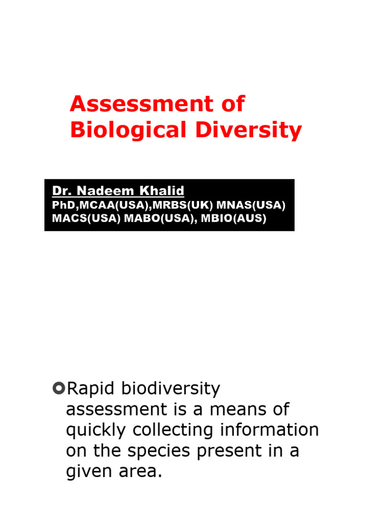 BD Chap3 Assessment of Biological Diversity BS 3.7 b Final | PDF ...