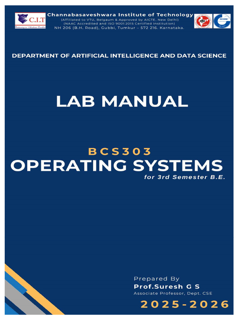 Bcs303 Os Lab-Mannual | PDF