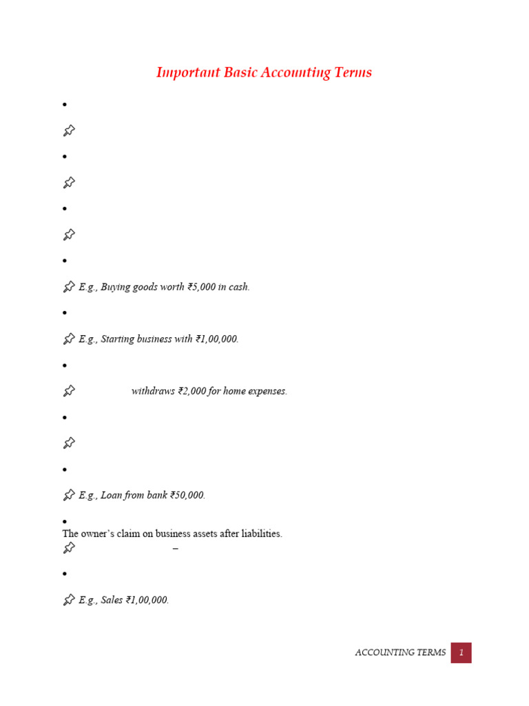 Essential Accounting Terms Explained | PDF | Debits And Credits | Expense