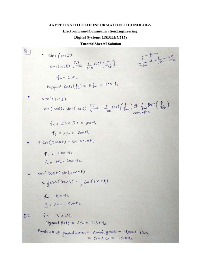 Digital Systems Tutorial Solutions | PDF