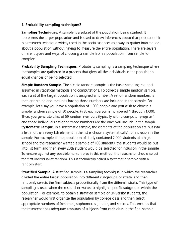 Sampling Techniques in Research Explained | PDF | Sampling (Statistics ...