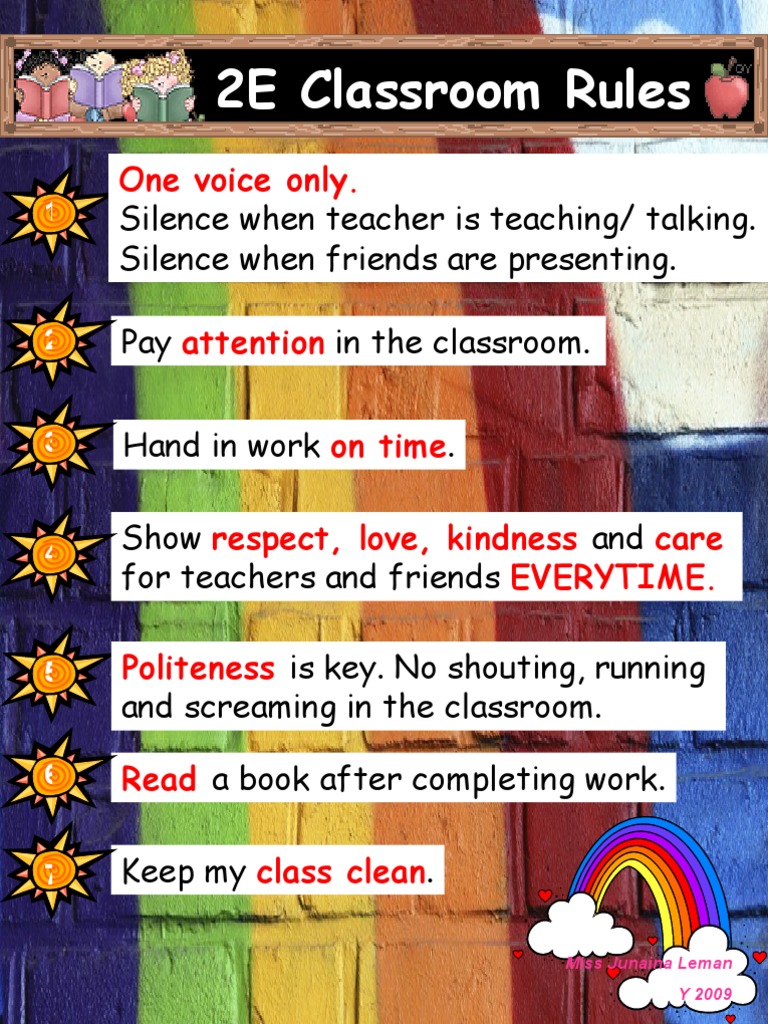 2E Classroom Rules for Respectful Learning | PDF