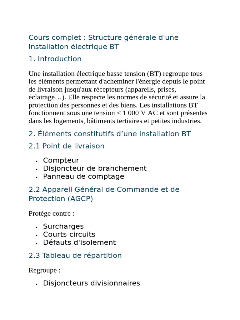 Installation Électrique BT : Guide Complet | PDF | Électromagnétisme ...