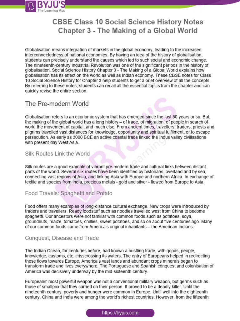 CBSE Class 10 Globalisation Notes | PDF | Agriculture | Globalization