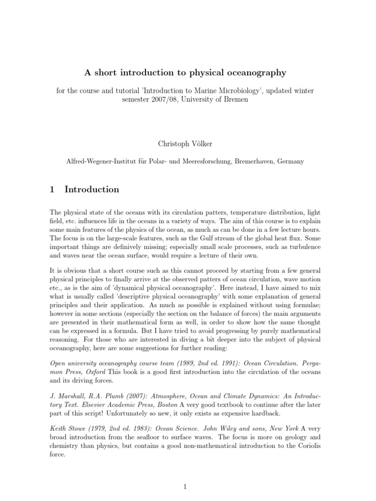 Physical Ocean Short Introduction C VolKer | PDF | Greenhouse Effect ...