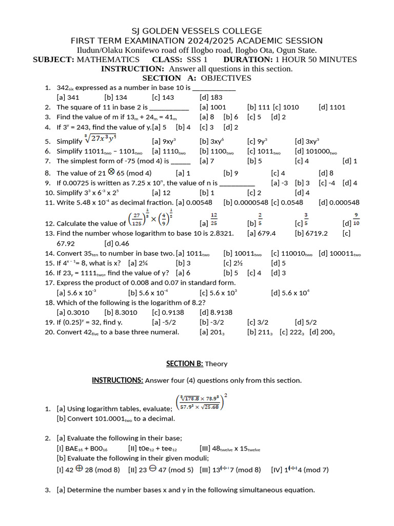 Maths SS1 | PDF | Numbers | Mathematics