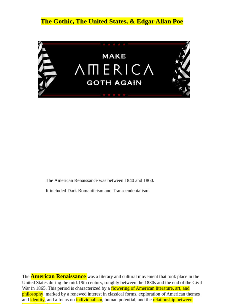 Edgar Allan Poe and Dark Romanticism | PDF | Transcendentalism | Edgar ...