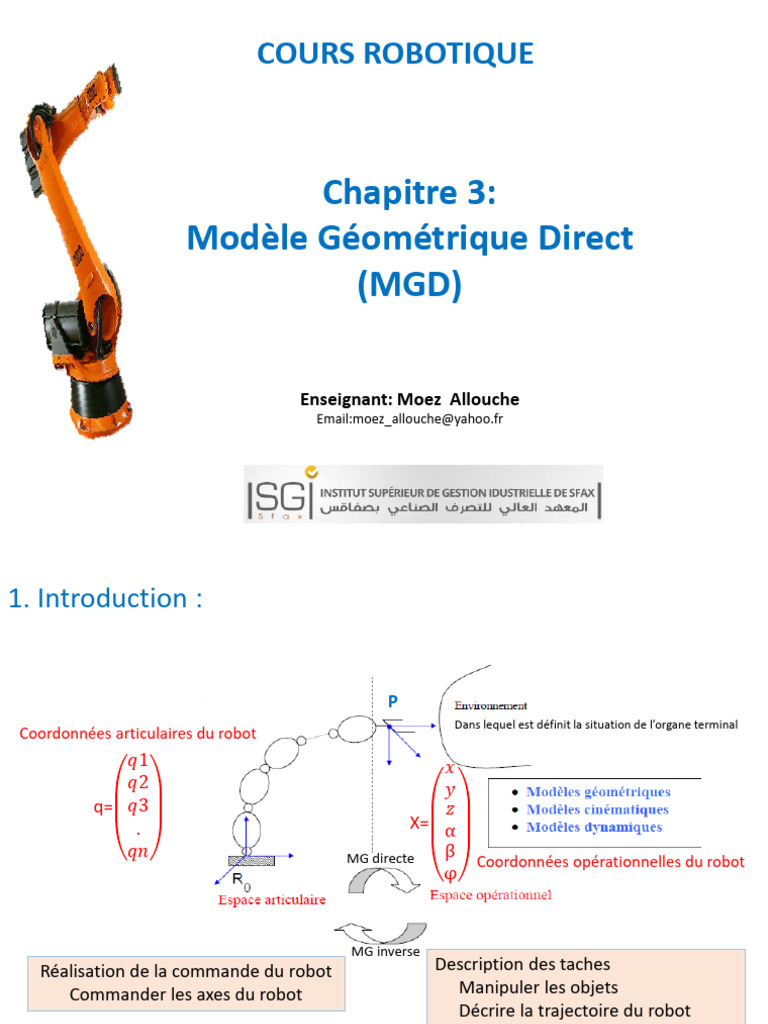 Modèle Géométrique Direct en Robotique | PDF | Géométrie | Équations