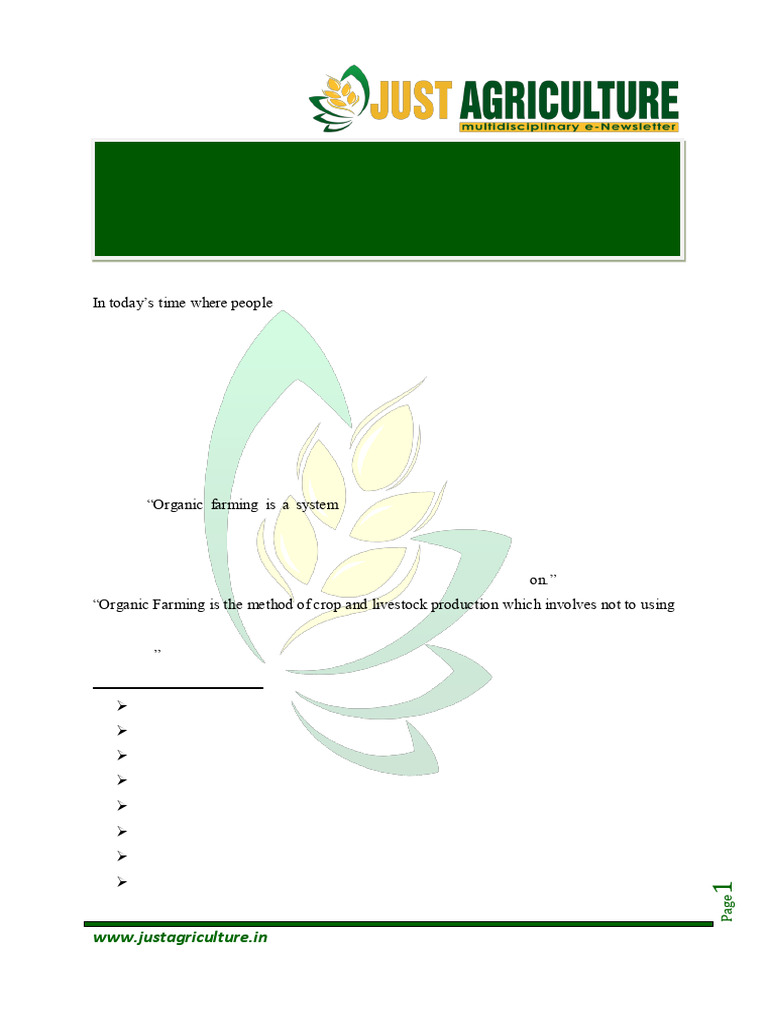 Organic Farming in India: Goals & Benefits | PDF | Agriculture ...