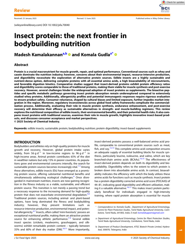 Insect Protein: Sustainable Bodybuilding Nutrition | PDF | Proteins ...
