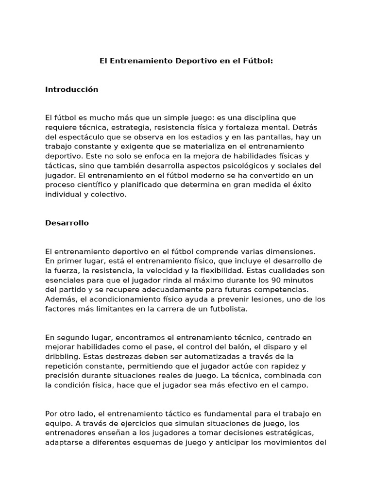 El Entrenamiento Deportivo en El Fútbol | PDF | Asociación de Futbol ...