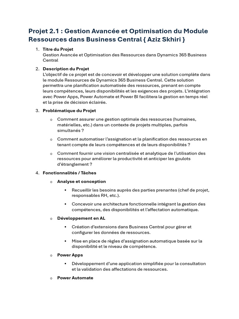 Optimisation des Ressources dans Business Central | PDF | Planification ...