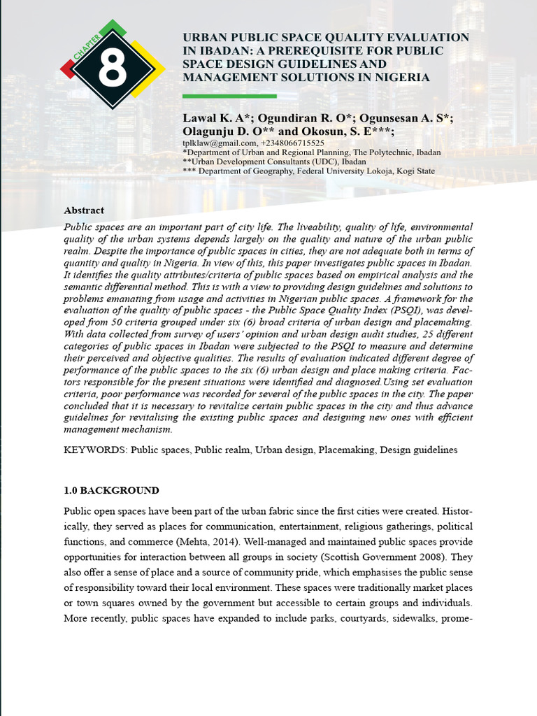 Evaluating Urban Public Space Quality in Ibadan | PDF | Parks