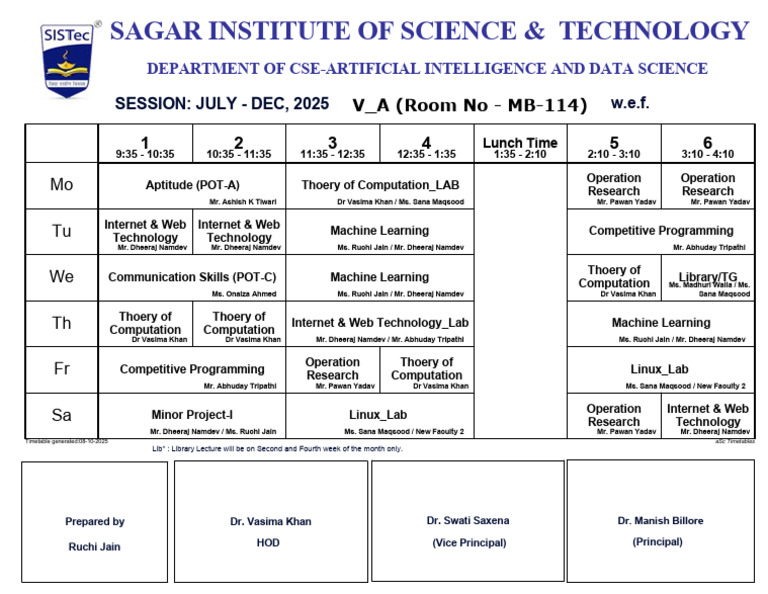 CSE AI & Data Science Timetable 2025 | PDF