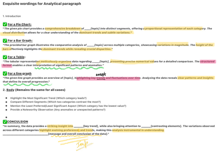 Exquisite Wordings for Analytical Paragraph | PDF