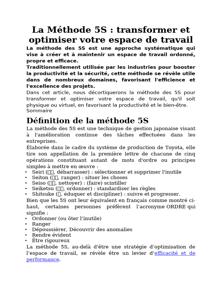 Optimisez votre espace de travail avec 5S | PDF | Serveur (Informatique ...